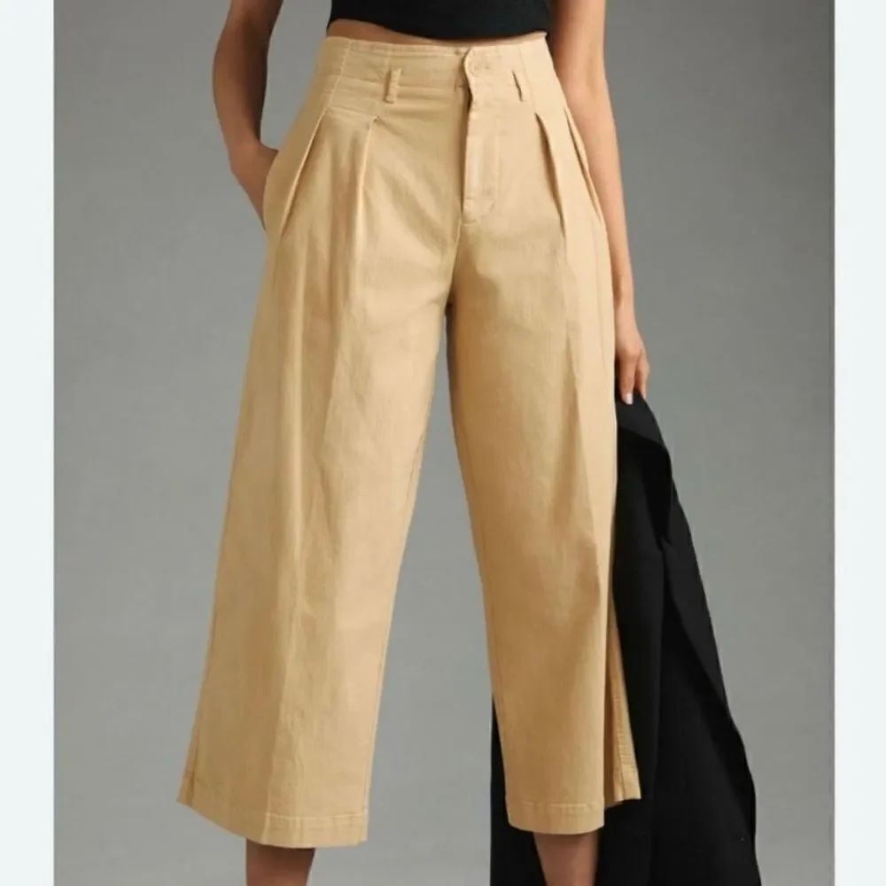 Anthropologie | Maeve Remi Wide-Leg Crop Chino Pants | Size: 2 | Color: Beige - Picture 3 of 4